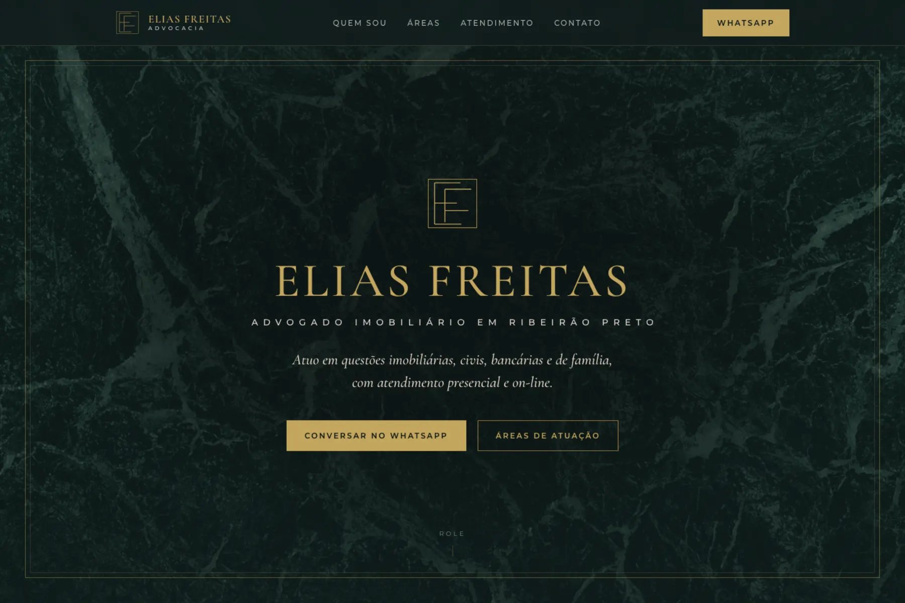Tela do site Elias Freitas Advocacia