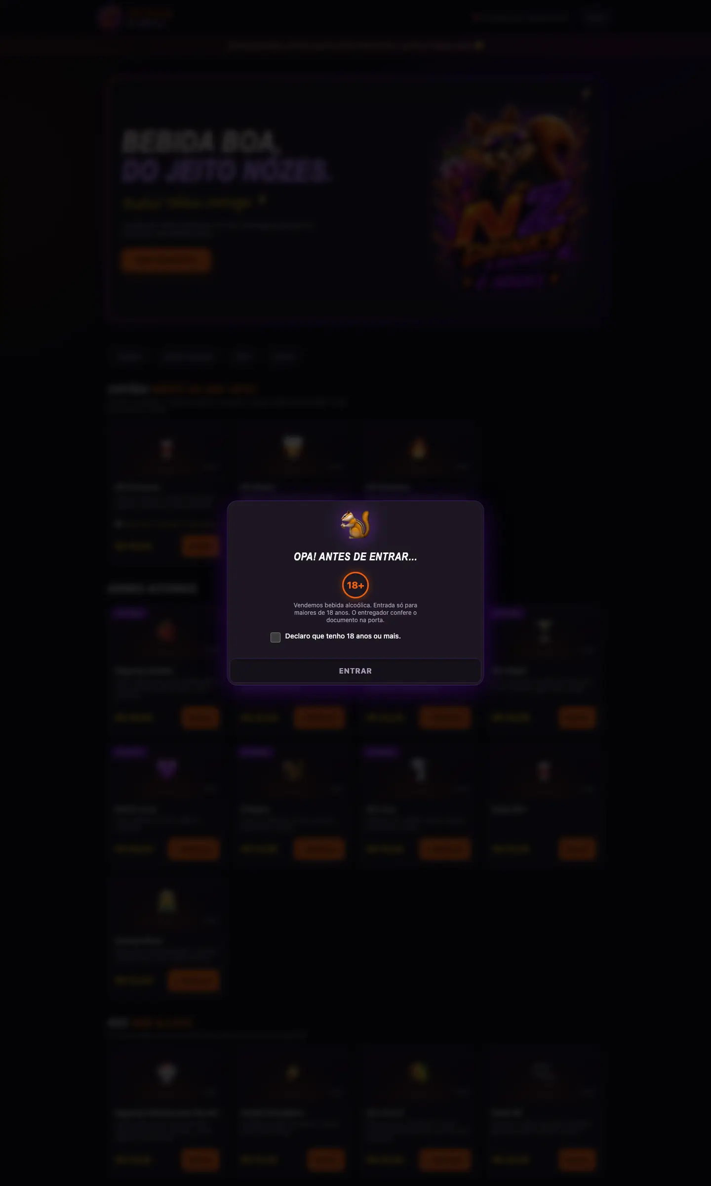 Tela do site NZDRINKS
